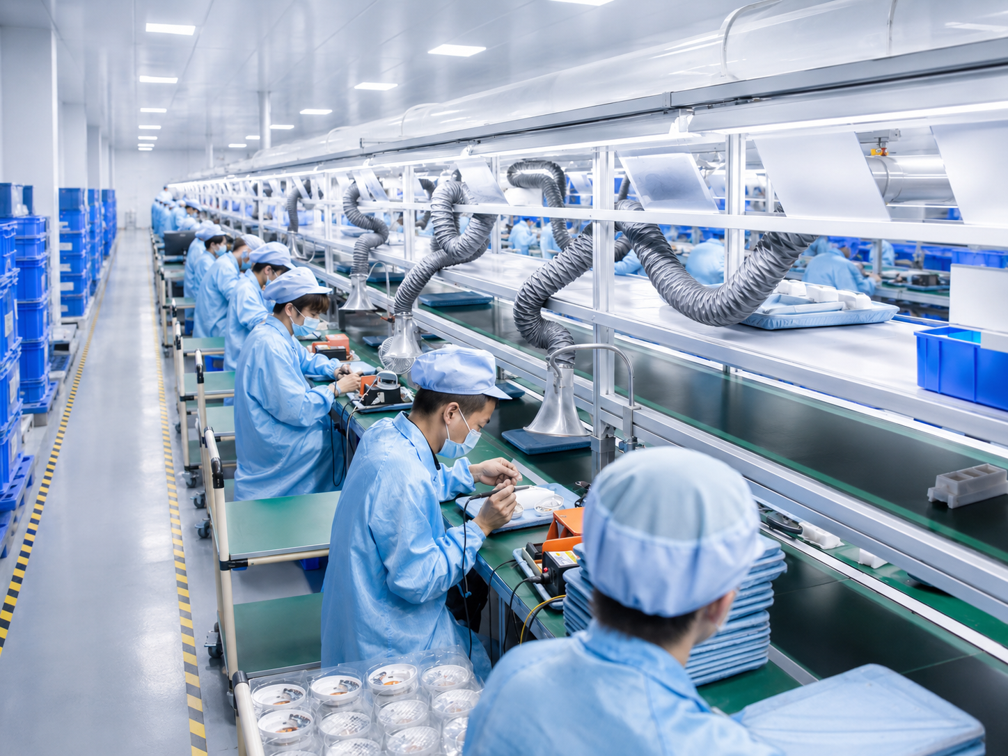 Quality inspection and packaging line for wireless gaming headset production